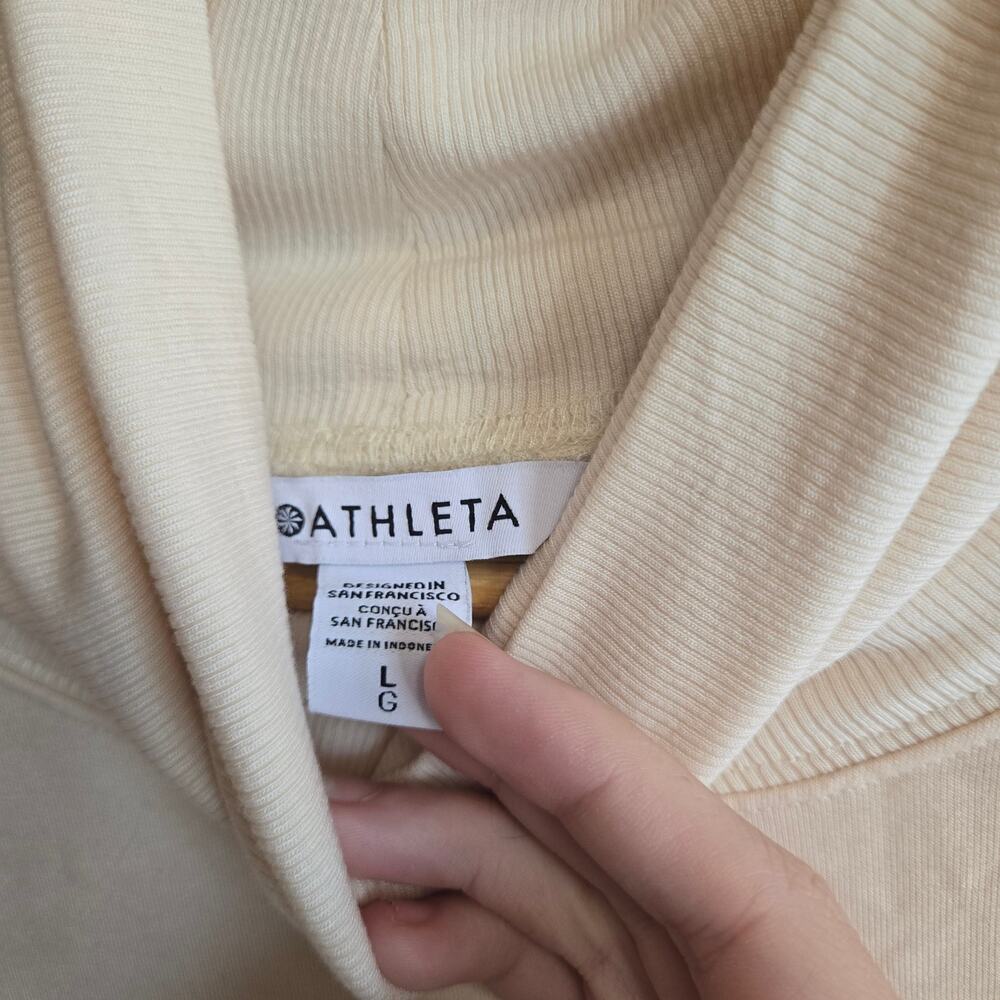 Athleta Balance Cinch Turtleneck Sweatshirt Chantilly Cream Brushed Nirvana L - Picture 5 of 7
